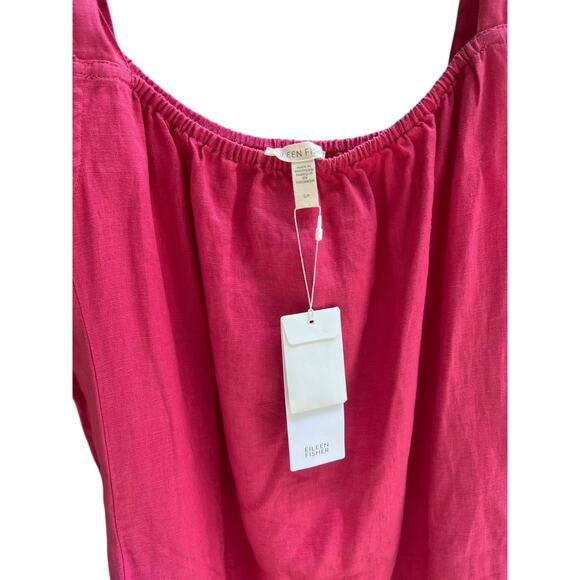 $238 EILEEN FISHER Organic Linen Midi Cami Dress Sundress | Sz S, Geranium Pink - Picture 10 of 16